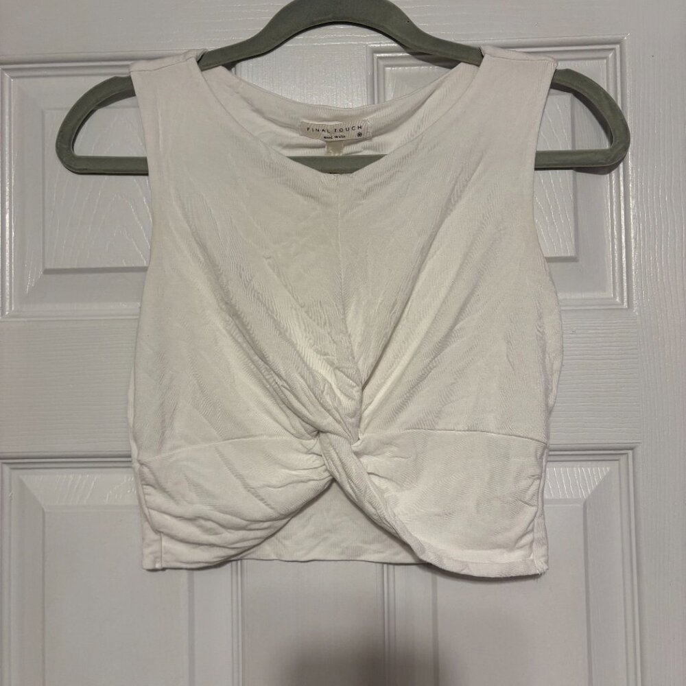 White Knot Crop Tank